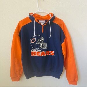 Vintage Chicago Bears Men's Navy and Orange Pullover Hoodie Sweatshirt